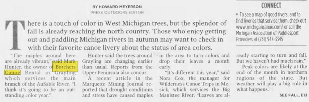 Borchers AuSable Canoe & Kayak - Sep 09 2005 Article